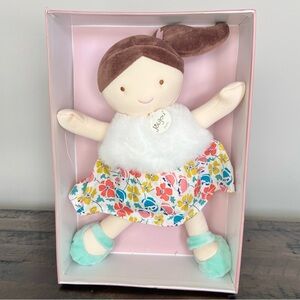 JoLiJou Paris Baby Cloth Doll Demoiselle Pretty Green Print Doudou et Compagnie